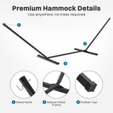 SUPERJARE Hammock with Stand, 2 Person Quilted Outdoor Hammock, Detachable Pillow & Bamboo Spreaders, Portable Hammock with Carrying Bag, Heavy Duty Stand, Perfect for Outside, Patio, Dark Cyan SUPERJARE