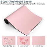 Rnivvi Coffee Mat, 12"x19" Coffee Bar Mat for Coffee Station Accessories and Organizer, Hide Stain Anti Absorbent Dish Drying Pad for Kitchen Counter, Cute Coffee Bar Decor Coffee Machine Mat, Pink Rnivvi