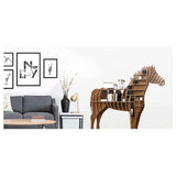 Rieort Fashion Bookshelf Solid Wood Bookshelf Horse Shaped Bookcase Creative Storage Display Cabinet Bookshelves Large Capacity Design Rack Bookcase not Shaking Rieort