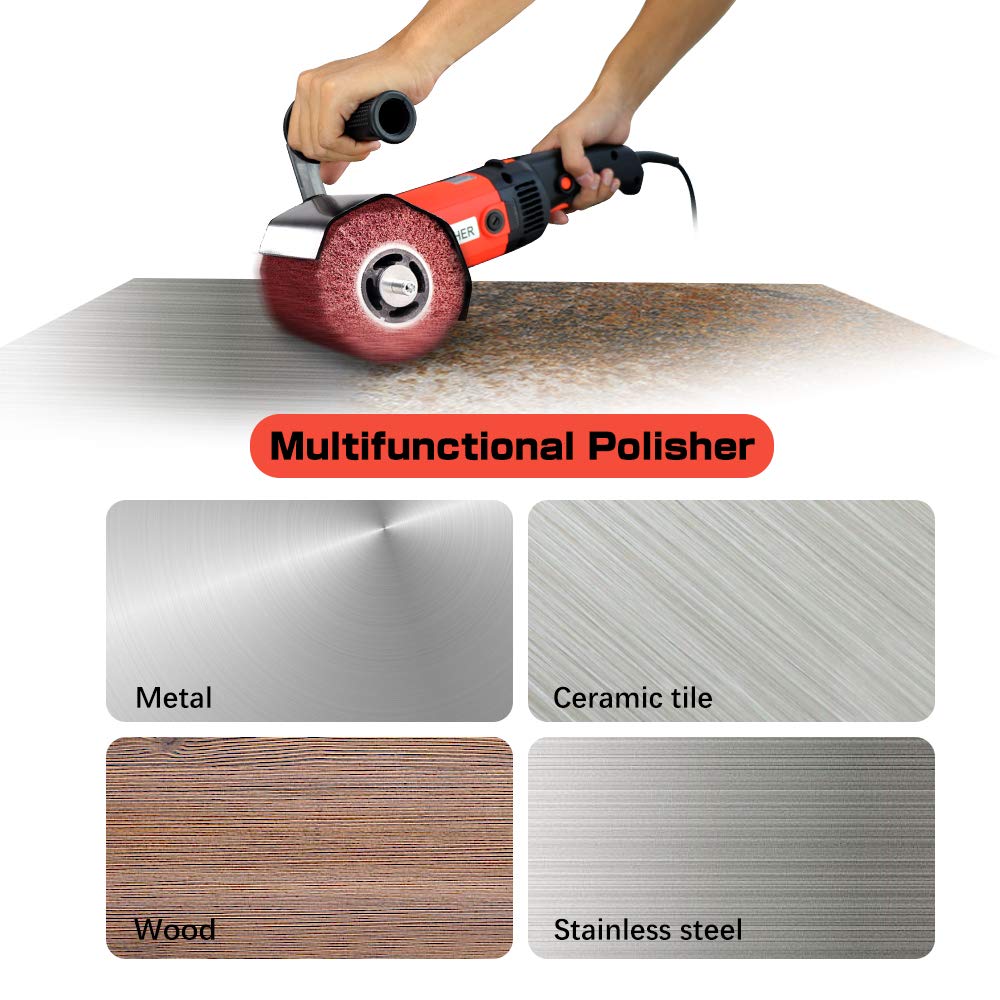 BriSunshine Surface Conditioning Tool 1400W, Electric Burnishing Tool Machine, 8 Variable Speed Wheel Sander Polisher for Wood Metal Stainless Steel with 1 Wheel, Lock Switch (UL Certified) - WoodArtSupply