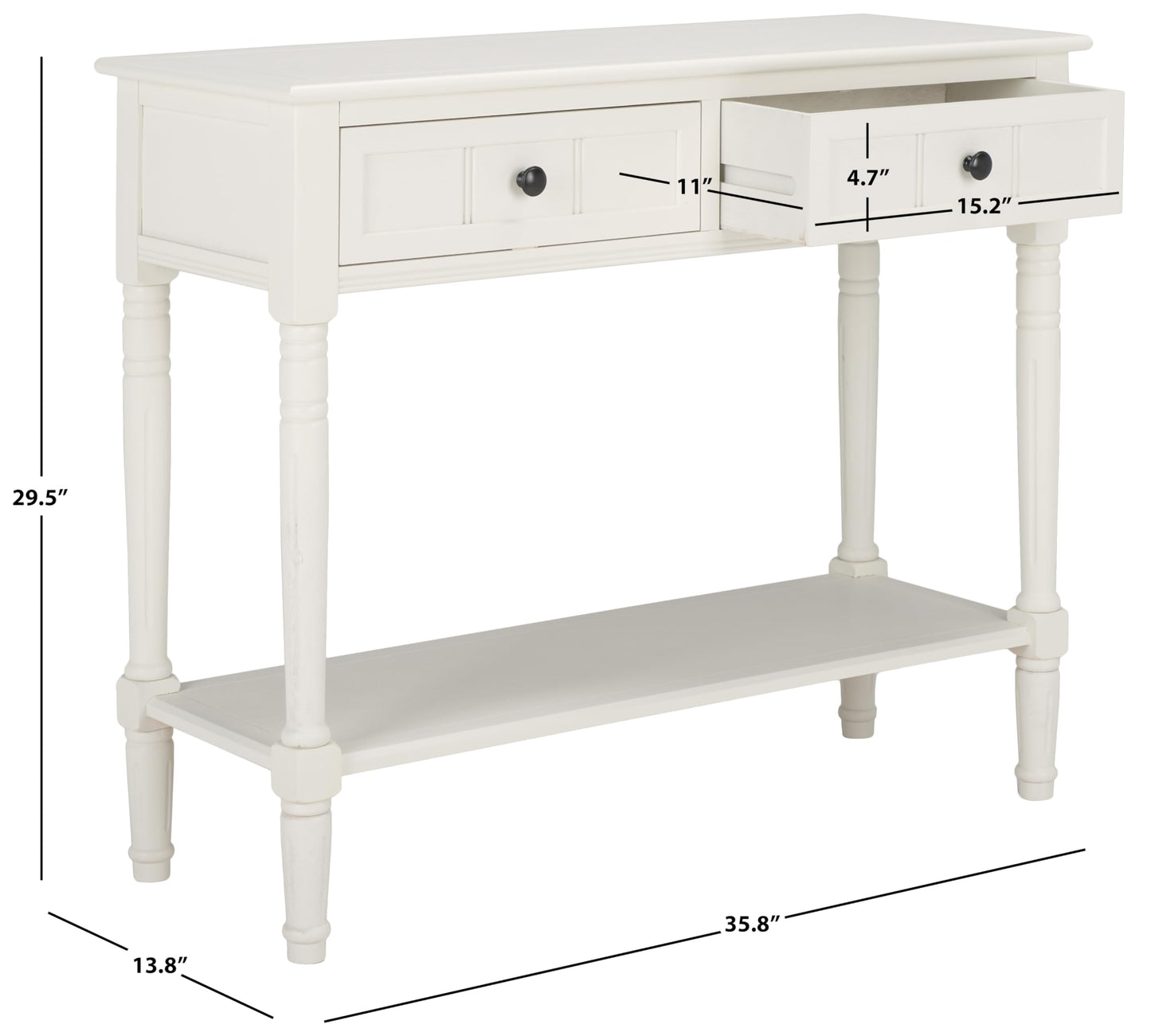 Safavieh American Homes Collection Samantha Distressed/Cream 2-Drawer Console Table - WoodArtSupply