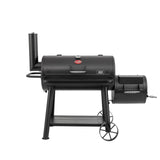 Char-Griller® Grand Champ Charcoal Offset Grill and Smoker, Premium Heavy Duty Steel, Folding Front Shelf, Barrel Grill with Side Firebox, Black, Model 8250 Char-Griller