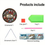 POETRYDRAW DIY Hanging Diamond Art Pendant Kit Outdoor Fishing, Special Crystal Diamonds Painting Ornament for Adults, 5D Diamond Art Suncatchers Double Sided Board Gem Painting Box Kit POETRYDRAW