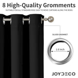 Joydeco Blackout Curtains 108 Inch Long 2 Panels Set, Thermal Insulated Long Curtains& Drapes 2 Burg, Room Darkening Grommet Drapes for Living Room Bedroom Window (Black, W52 x L108 Inch) Joydeco