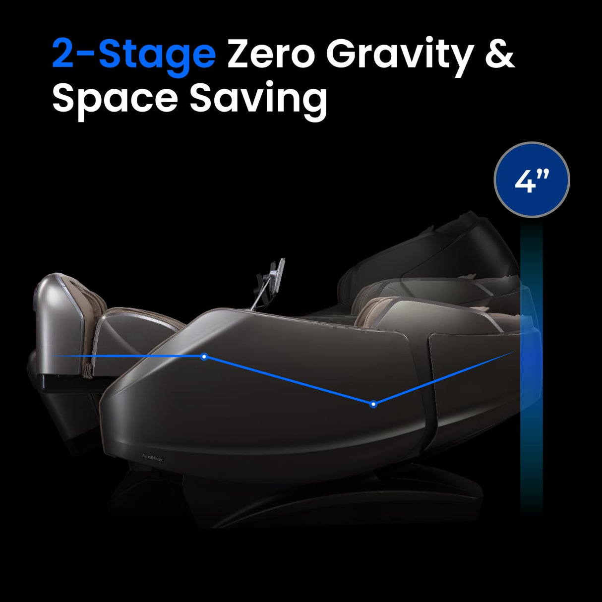 AmaMedic 2025 Revive | 4D Massage | Full Body Massage Chair | Health Fingerprint Sensor| AI Health Detection| 40 Cell Full Body Air Massage | Black (Black) AmaMedic