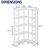 NUMENN 5 Tier Corner Bookshelf, Modern Corner Bookcase, Large Open Shelf Bookcase, Tall Bookshelves Storage Display Rack for Bedroom, Living Room and Home Office, White NUMENN