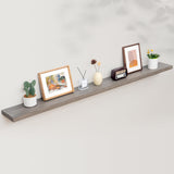 Axeman 72 Inch Fireplace Mantel Shelf - 8 Inch Deep Rustic Solid Elm Wood Floating Shelf, Wall Mounted Farmhouse Display Shelf with Invisible Heavy Duty Metal Bracket, Grey Axeman