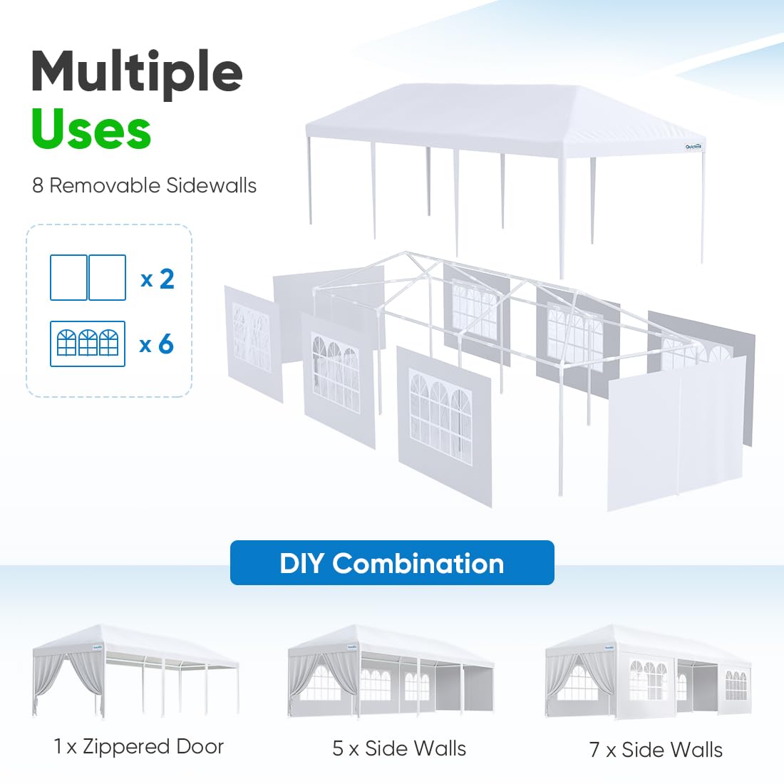 Quictent 10x30 Party Tent Gazebo Wedding Canopy Tent for Parties BBQ Shelter Pavilion with Removable Sidewalls & Elegant Church Quictent
