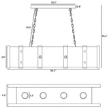 Maxax 4 Lights Kitchen Island Lighting, Led 4000K Farmhouse Linear Chandelier for Dining Room Pool Table Pendant Light Fixture, Rustic Wood Grain Finish, 39.3'' Industrial Pendant Light, Bulb Include Maxax