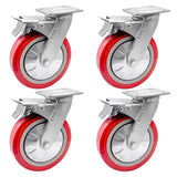 FactorDuty 8" X 2" Heavy Duty Caster Set of 4 Locking Swivel Caster Wheels Polyurethane On Polyolefin Industrial Grade Premium Quality 4000lbs Total Capacity FactorDuty