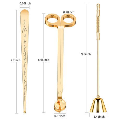 calary Candle Wick Trimmer, Candle Snuffer and Wick Dipper & Candle Accessory Set, 3 in 1 Candle Care Kit for Candle Lover (Gold) calary