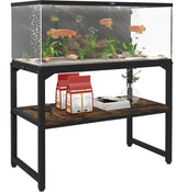 Mondazie 30 Gallon Fish Tank Stand with Shelf for Accessories Storage, 2 Tiers Heavy Duty Metal Aquarium Stand, Breeder Tank Turtle Reptile Terrariums Stand Rack for Home Office, 30" L x 12" W, Black Mondazie