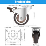 Nefish 2 Inch Swivel Caster Wheels for Furniture Rubber Casters Set of 4 Heavy Duty of 600 Lbs No Noise Locking Plate Castors Safe for Hardwood Floor & Carpet (2 with Brake and 2 Without) Nefish