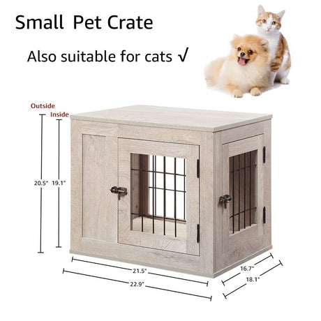 unipaws Furniture Style Dog Crate for Small Dogs, Cats, Min Pigs, Rabbit, Indoor Aesthetic Puppy Kennel, Modern Decorative Wood Wire Pet House Dog Cage, Pretty Cute End Side Table Nightstand, Grey unipaws