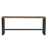 Darwin Black Metal-Framed Console Table with Brown Poplar Wood Veneer Top Powell