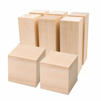 8PCS Basswood Carving Blocks, Unfinished Bass Wood Blocks for Carving Wood, Whittling Wood Carving Kit for Crafts