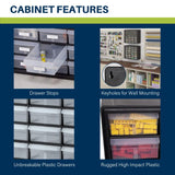 Akro-Mils 10124 24-Drawer Plastic Drawer Storage Cabinet for Garage Organization, Bead Organizer, Lego Storage, Teacher Toolbox, Makeup Organizer, and More, 20-Inch W x 6-Inch D x 16-Inch H, Black Akro-Mils