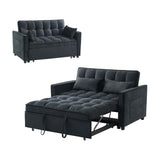 ECHINGLE Sleeper Sofa Bed, 3-in-1 Velvet Pull Out Couch with Armrests, Storage Pockets and 2 Pillows, Adjustable Backrest, Sofa Bed Couch for Living Room, Bedroom(Black) ECHINGLE