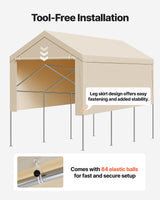VEVOR Carport Replacement Canopy, 10 x 20 ft Potable Garage Tent Top Tarp with Sidewalls, UV-Resistant & Waterproof, Heavy Duty Car Shelter Tarp with Ball Buggees, Beige, Frame Not Included VEVOR