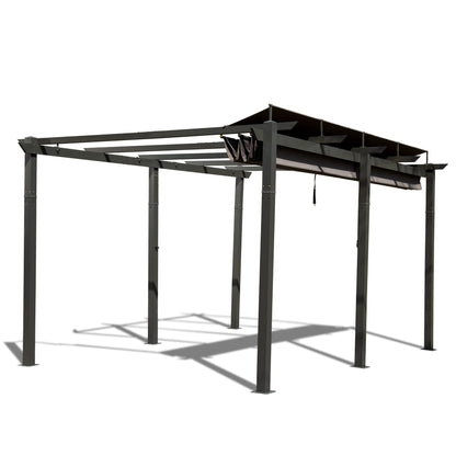 Domi 11’ X 16’ Outdoor Retractable Pergola with Weather-Resistant Canopy Aluminum Garden Pergola Patio Grill Gazebo for Courtyard