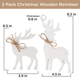 Christmas Decorations-2PCS Wooden Reindeer Sign-Christmas Decorations for Home Shelf Mantel Table Windowsill Party Decor FunouHome