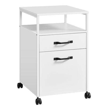 VASAGLE File Cabinet, Mobile Filing Cabinet with Wheels, 2 Drawers, Open Shelf, for A4, Letter Size, Hanging File Folders, Cloud White UOFC071W14 VASAGLE
