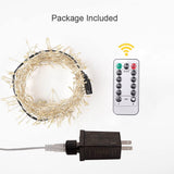 RESNICE 50FT Firecracker String Lights 500 LEDs Warm White Plug in Indoor Silver Wire LED Cluster Fairy Lights with Remote for Christmas Tree,Plant,Bedroom,Garden,Patio,Backyard RESNICE