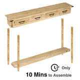 RUSTOWN Farmhouse Console Table with 4 Drawer, 60" Long Rustic Entryway Table with Open Storage Shelves and Handmade Metal Handle, Narrow Foyer Sofa Table for Living Room, Entryway, Hallway(Natural) RUSTOWN