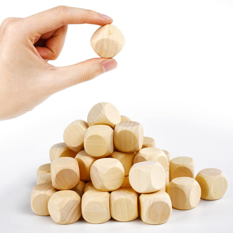Blank Wooden Dice 1 inch 30PCS Unfinished Square Blocks 25mm Small Wood Cubes with Rounded Corners for DIY Craft Projects Ourtroness