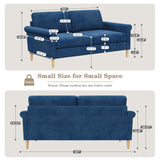 Vesgantti 65" Blue Loveseat, Comfy Mid-Century Modern 2-Seat Sofa, No-Tool Assembly Small Couch for Living Room & Bedroom Vesgantti