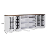 Bobve Farmhouse TV Stand for TVs up to 100", Modern Entertainment Center with 2 Cabinets and 3-Tier Open Shelves, Rustic TV Console for Living Room, Bedroom, White Bobve