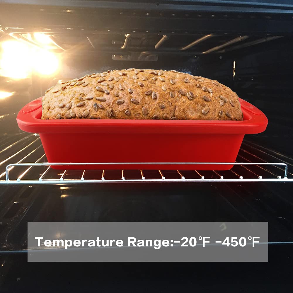 SILIVO Silicone Bread and Loaf Pans (2 Pack) - Nonstick Silicone Baking Mold for Homemade Loaf, Bread and Meatloaf - 8.9x3.7x2.5 inch SILIVO
