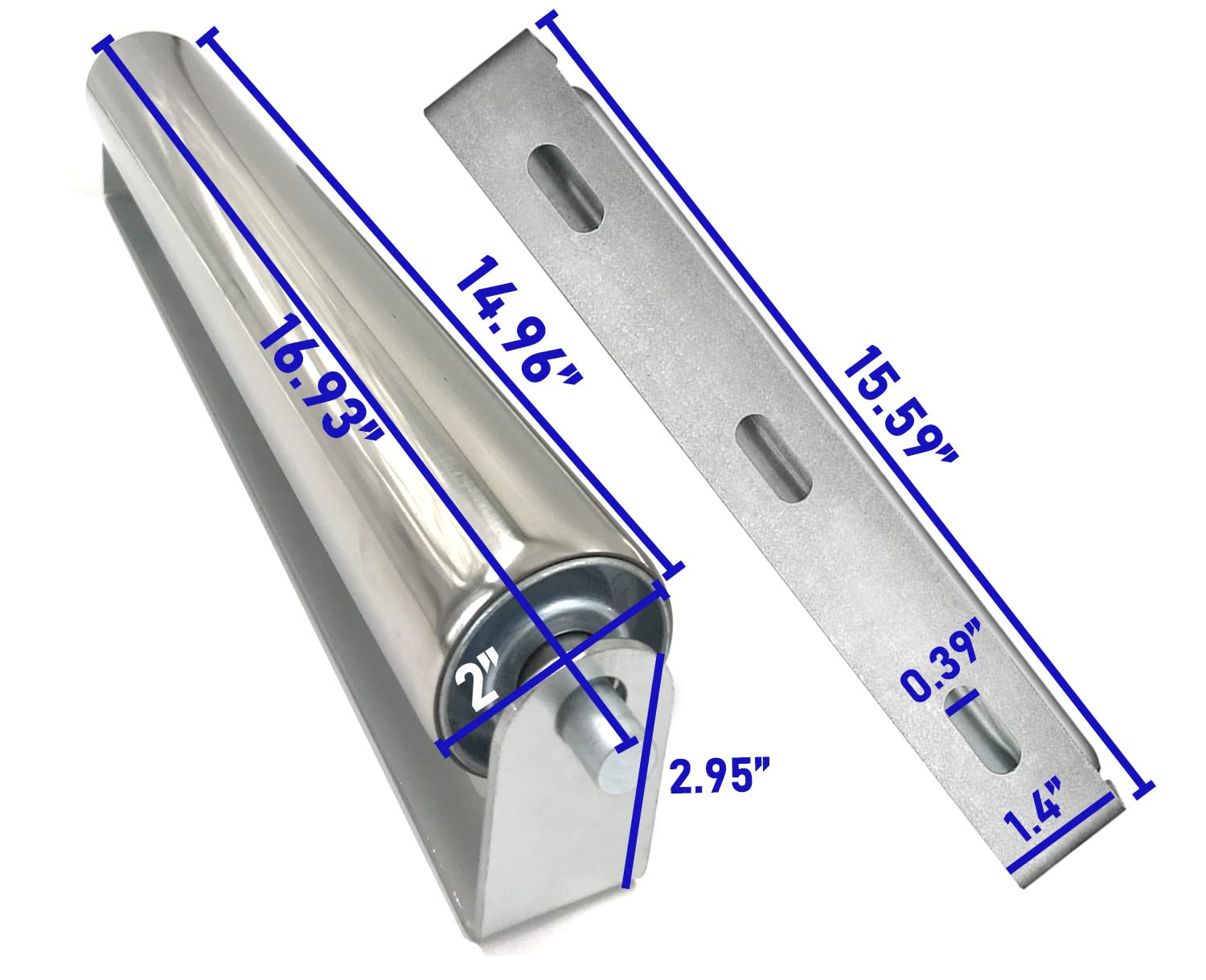 2" Diameter Heavy Duty Roller with Bracket Set - 17" Long for Transporting Such as Foating Fishing Boats, Kayaks, Rafts and so on - Pack of 2 - WoodArtSupply