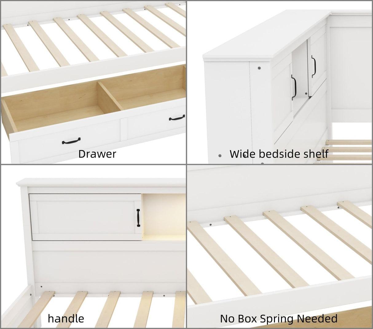 Merax Twin Size Corner Bed Frames with Storage Drawers, USB Port & Led Downlight Headboard, Wooden L-Shaped Captain Daybed for Small Room, Bedroom, Guest Room, Kids' Room, No Box Spring Needed, White Merax