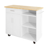 Shintenchi Kitchen Island Cart with Storage,Rolling Kitchen Island Side Table on Wheels with Large Worktop,Storage Cabinet,Towel Rack and Drawers for Kitchen,Dinning Room,White Shintenchi