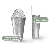 Hallops Galvanized Wall Planters - Two (2) Large Premium. Farmhouse Metal Hanging Vase. Rustic Decor. Tall Container for Easter Flowers or Planets. Tin Style Bucket or Pocket Hallops