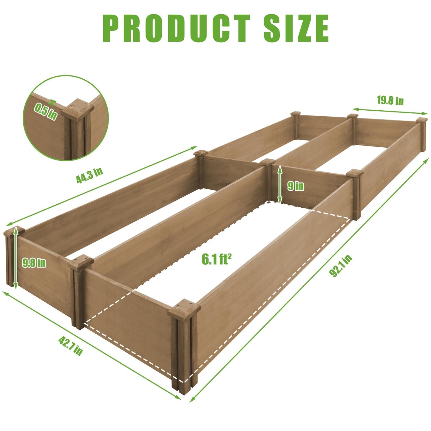 PetsCosset 8x4Ft Raised Garden Bed – Planter Box for Outdoor Plants, Fir Wood Garden Beds for Vegetable, Herb, and Flower Cultivation – Easy Assemble