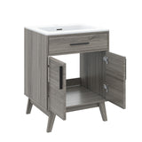 AMERLIFE 24.5" Bathroom Vanity with Sink Combo, Mid-Century Modern Small Single Bathroom Cabinet Set, Integrated Sink, Soft Closing Doors with Metal Handles, Bath Vanity Grey AMERLIFE