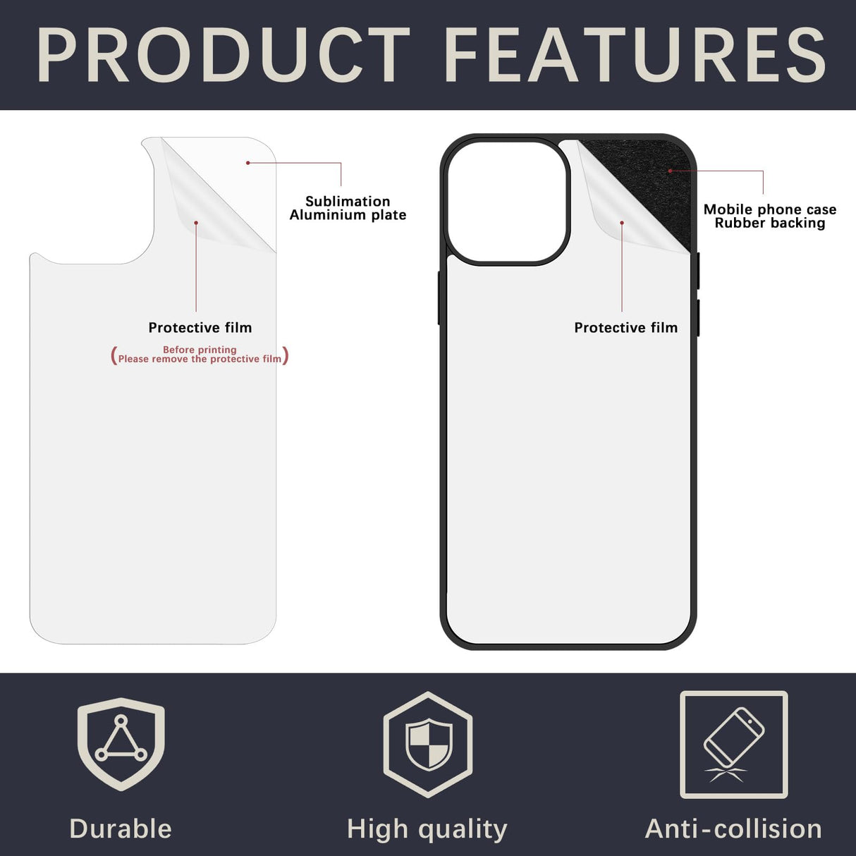 OKBA 10 PCS Sublimation Blank Phone Case for iPhone 15 Pro Max 6.7 Inch ，Matte Black Soft Shockproof DIY Customize Heat Press Rubber Protective Case OKBA