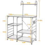 soges Microwave Cart Coffee Station, Kitchen Bakers Rack, Utility Microwave Oven Stand Storage Cart, Workstation Shelf, White Oak 172-MO soges