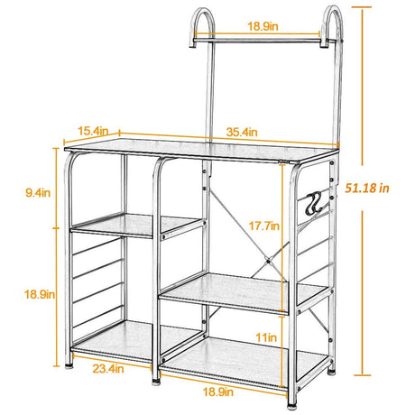 soges Microwave Cart Coffee Station, Kitchen Bakers Rack, Utility Microwave Oven Stand Storage Cart, Workstation Shelf, White Oak 172-MO soges