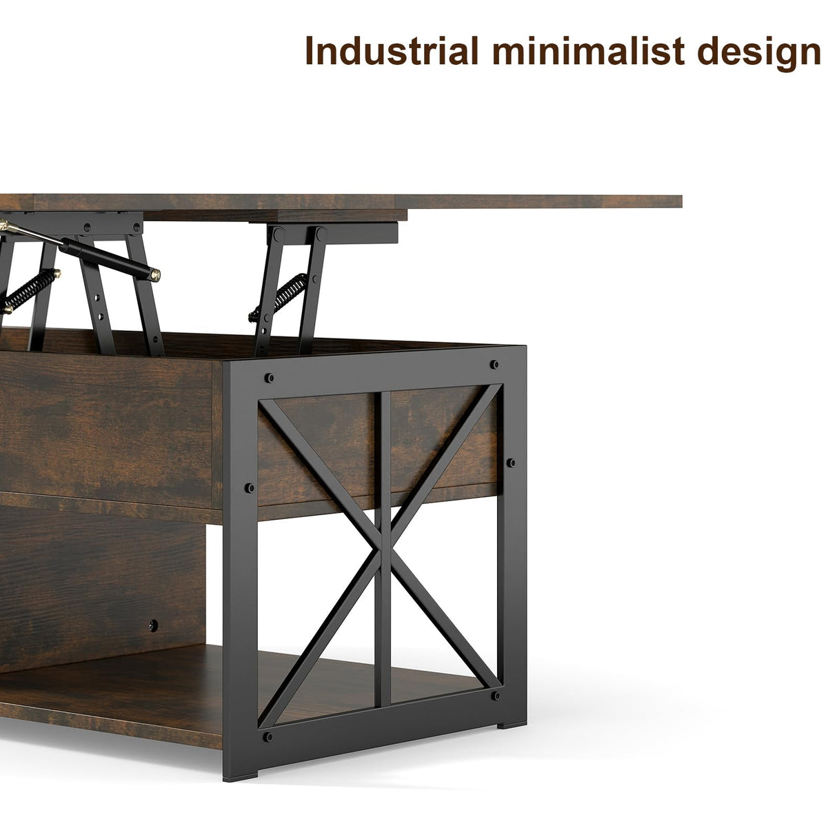 Manora Multi‑Functional Lift‑Top Coffee Table Convertible to Dining Table or Workstation for Living Room,Home Office, Compact Design with Hidden Storage, Brown Manora