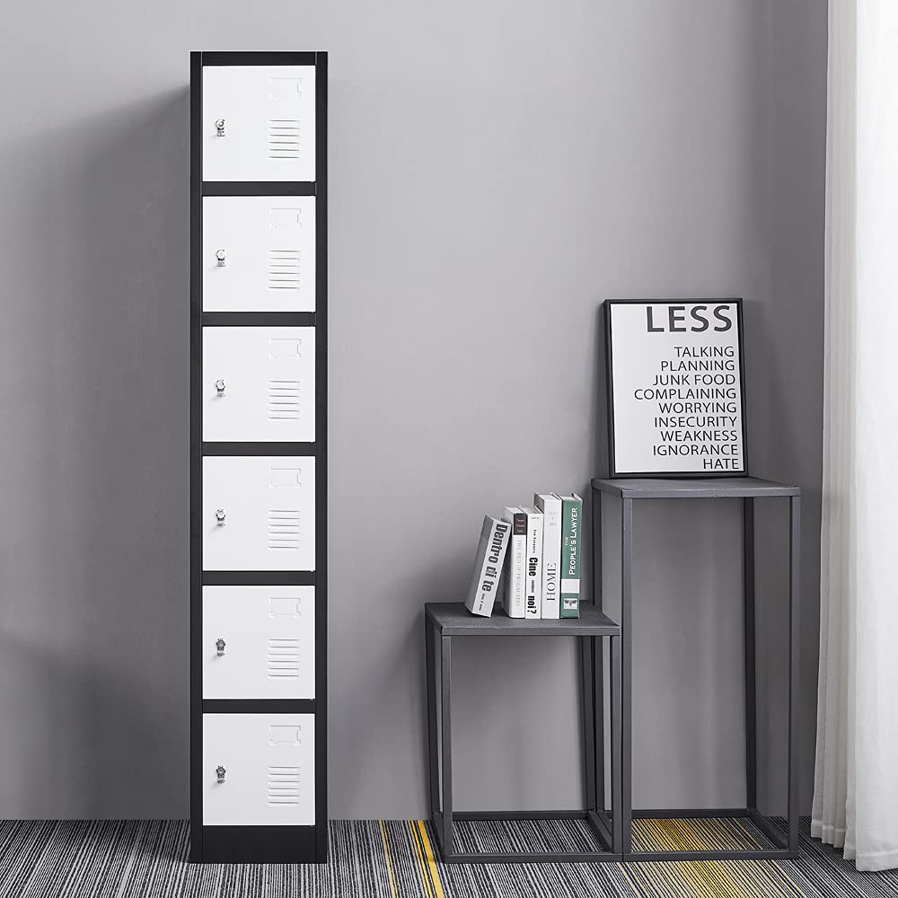 iCHENGGD Metal Locker 6 Door Tall Employee Storage Locker Office Storage Lockers with Combination Lock, Locker Storage Cabinet for Home Gym Office School iCHENGGD