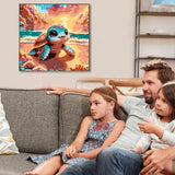 VIGEGU Sea Turtle Paint by Numbers Kit for Adults with Framed,Paint by Number with Wooden Easel DIY Adult Paint by Number Kits Box Pack Acrylic Oil Painting 10x10inch VIGEGU