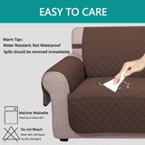 U-NICE HOME Loveseat Sofa Cover Reversible Couch Covers for 2 Cushion Couch for Dogs Furniture Protector Cover with Elastic Straps Water Resistant(Loveseat Small, Coffee/Beige) U-NICE HOME