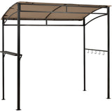 Giantex 7x4.4ft Grill Gazebo, Patio Outdoor Backyard BBQ Canopy Shelter, Soft Top, Heavy-Duty Steel Construction, Storage Shelf, Hanging Hooks, Bear Opening Setting, Anchor Kit (Brown) Giantex