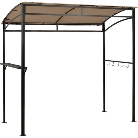 Giantex 7x4.4ft Grill Gazebo, Patio Outdoor Backyard BBQ Canopy Shelter, Soft Top, Heavy-Duty Steel Construction, Storage Shelf, Hanging Hooks, Bear Opening Setting, Anchor Kit (Brown) Giantex