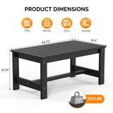 VINGLI Outdoor Coffee Table, HDPE Patio Coffee Table for Outside, All-Weather Rectangle Coffee Table for Deck, Garden, Balcony, Porch, Indoor & Outdoor Use, Black VINGLI