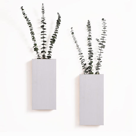 Mokof 2 Pack Wood Wall Planter for Indoor Plants and Dried Flower, Wall Hanging Wooden Pocket Vases, Modern Farmhouse Wall Decor for Living Room, Bedroom, Bathroom, Home Office (White) Mokof