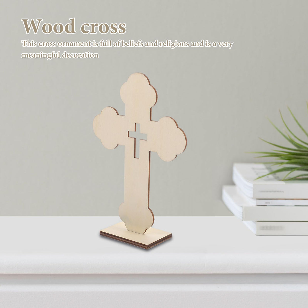 LOGOFUN 10pcs Wooden Cross Ornament Churches Wood Cross With Stand Crafts Wooden Standing Cross Statue for Home Wedding Church Decoration LOGOFUN